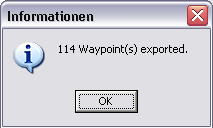 number of exported waypoints